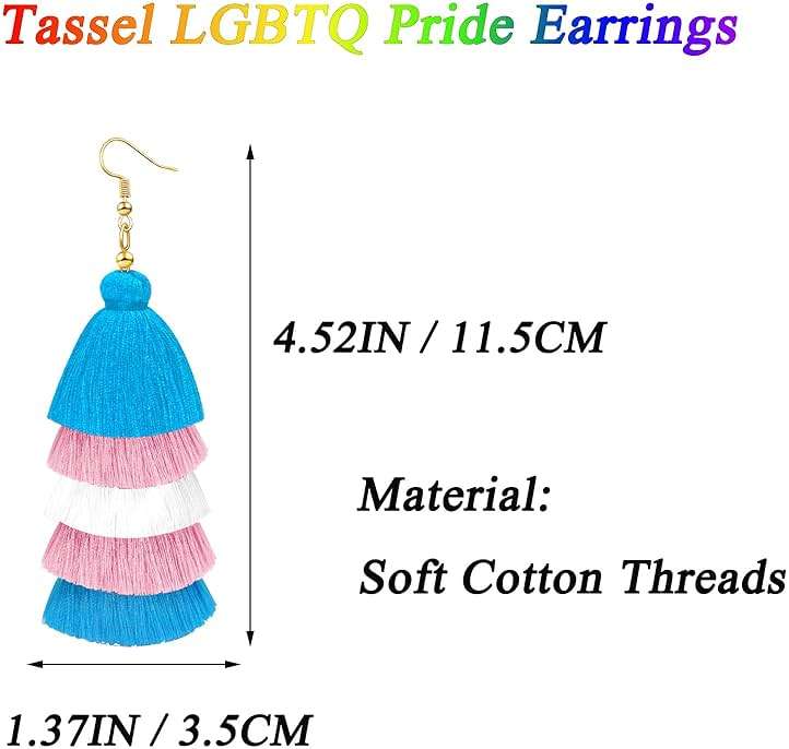 Nanafast LGBTQ Pride Earrings for Women Rainbow Layered Tassel Earrings for Gay Lesbian Bisexual Transgender Nonbinary Pansexual Pride Earrings LGBT Pride Jewelry - Image 2