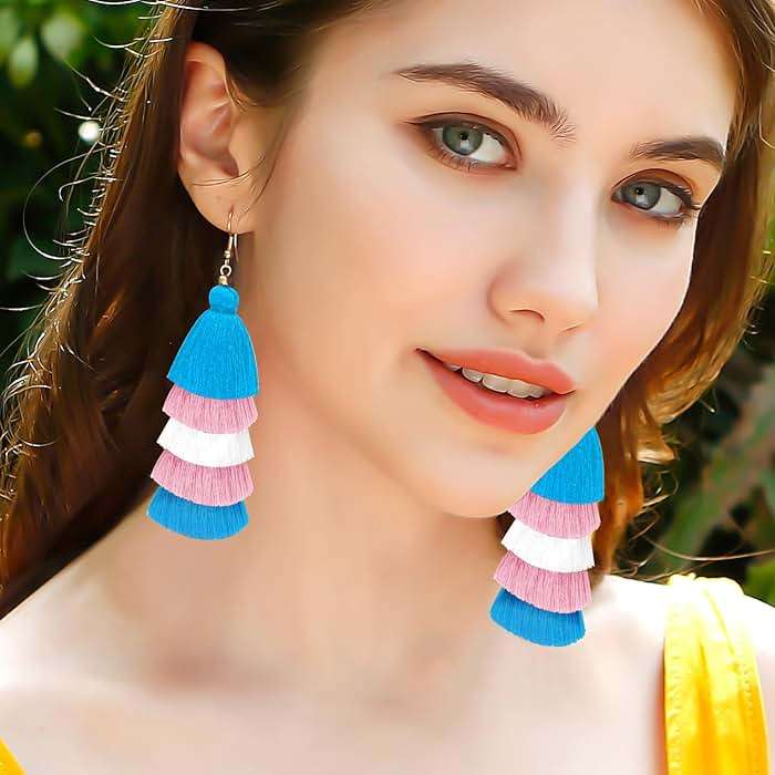 Nanafast LGBTQ Pride Earrings for Women Rainbow Layered Tassel Earrings for Gay Lesbian Bisexual Transgender Nonbinary Pansexual Pride Earrings LGBT Pride Jewelry - Image 4