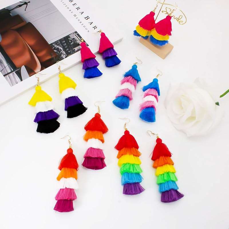Nanafast LGBTQ Pride Earrings for Women Rainbow Layered Tassel Earrings for Gay Lesbian Bisexual Transgender Nonbinary Pansexual Pride Earrings LGBT Pride Jewelry - Image 7