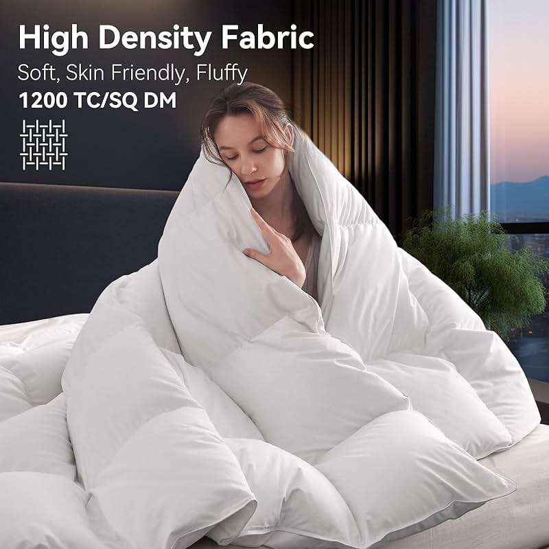 L LOVSOUL Organic 75% Goose Down Fiber Comforter Queen Size,850+FP,1200TC,Extra Fluffy,Hotel-Luxury Ultra Soft All Season White Duvet Insert with 8 Corner Tabs - Image 3