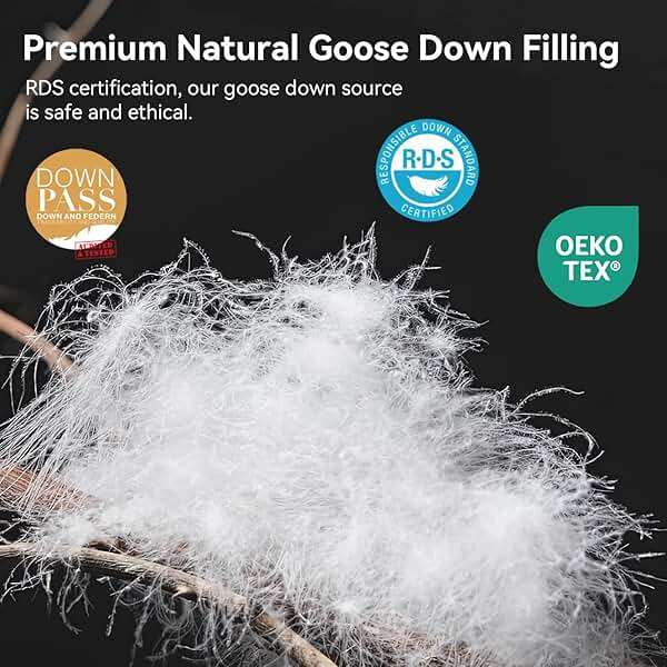 L LOVSOUL Organic 75% Goose Down Fiber Comforter Queen Size,850+FP,1200TC,Extra Fluffy,Hotel-Luxury Ultra Soft All Season White Duvet Insert with 8 Corner Tabs - Image 4