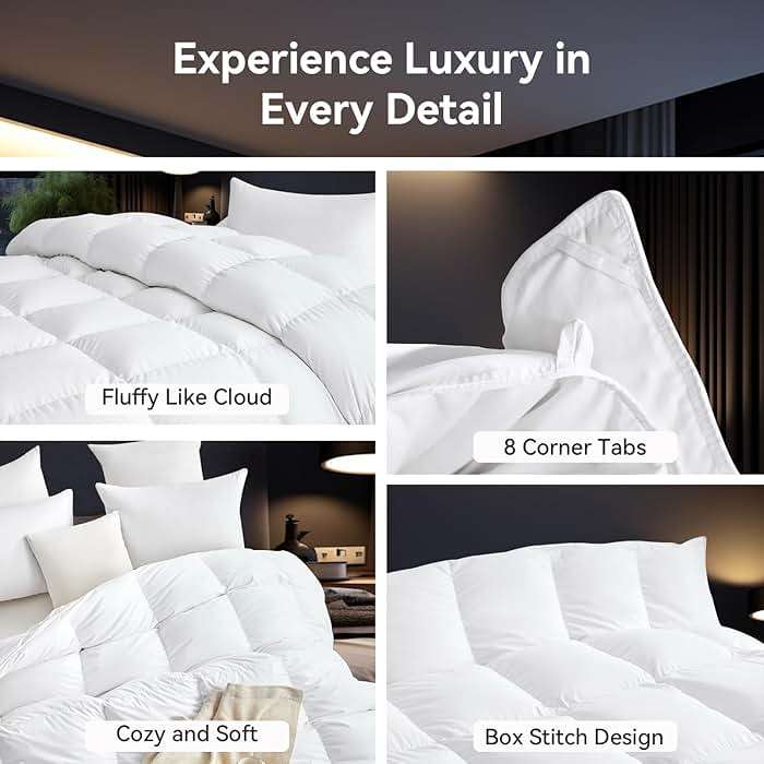 L LOVSOUL Organic 75% Goose Down Fiber Comforter Queen Size,850+FP,1200TC,Extra Fluffy,Hotel-Luxury Ultra Soft All Season White Duvet Insert with 8 Corner Tabs - Image 5