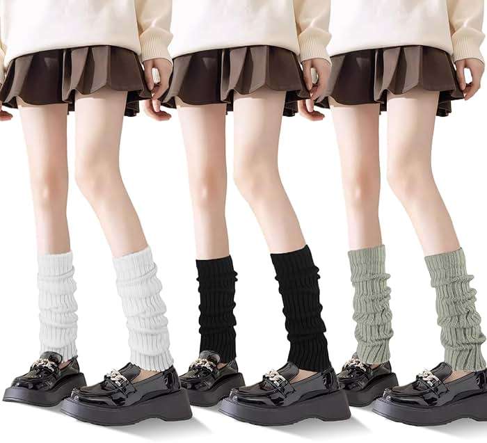 ecdiykit 3 Pairs Leg Warmers for Women, 80s 90s Fashion Knit Leg Warmer Socks for Party Dance Sports - Image 1