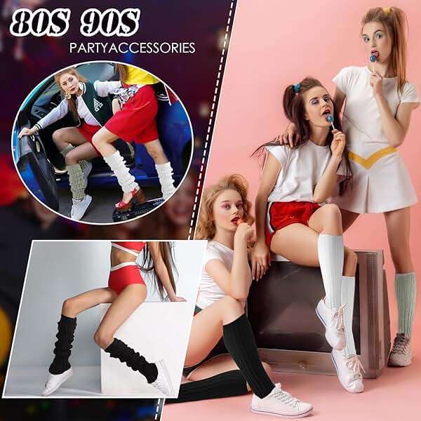 ecdiykit 3 Pairs Leg Warmers for Women, 80s 90s Fashion Knit Leg Warmer Socks for Party Dance Sports - Image 2