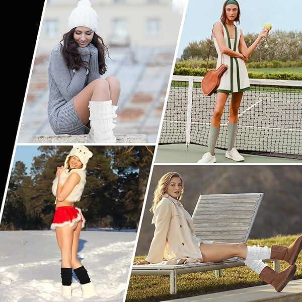 ecdiykit 3 Pairs Leg Warmers for Women, 80s 90s Fashion Knit Leg Warmer Socks for Party Dance Sports - Image 4