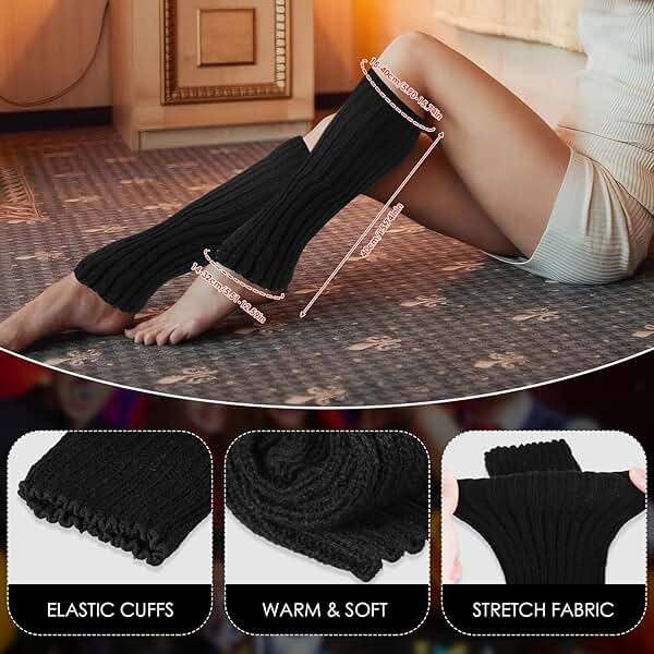 ecdiykit 3 Pairs Leg Warmers for Women, 80s 90s Fashion Knit Leg Warmer Socks for Party Dance Sports - Image 7