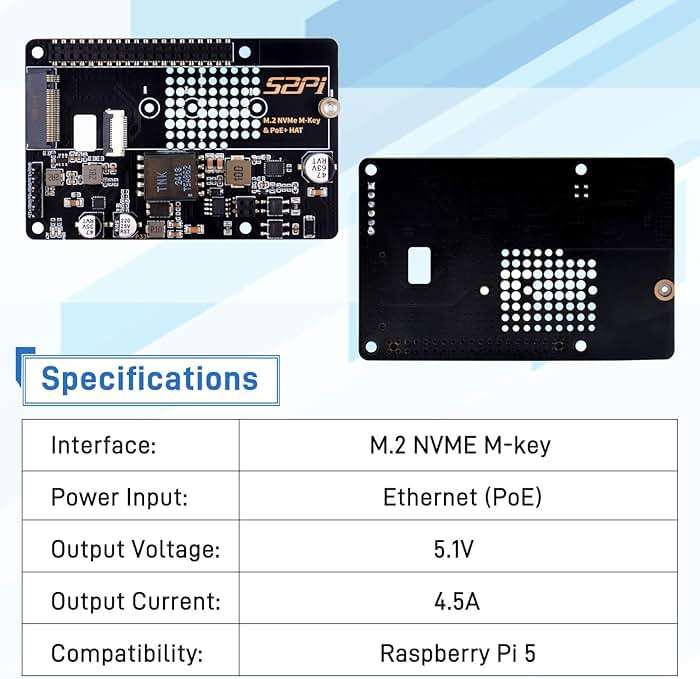 GeeekPi P33 M.2 NVME M-Key PoE+ Hat with Official Pi 5 Active Cooler for Raspberry Pi 5, Support M.2 NVMe SSDs 2230/2242/2260/2280 - Image 4