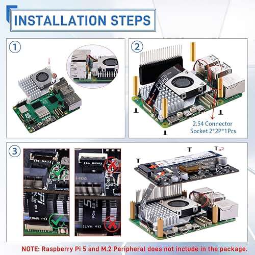 GeeekPi P33 M.2 NVME M-Key PoE+ Hat with Official Pi 5 Active Cooler for Raspberry Pi 5, Support M.2 NVMe SSDs 2230/2242/2260/2280 - Image 7