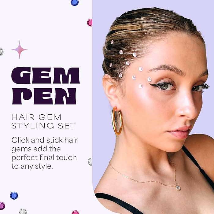 Hally Hair Gem Pen, 240 Stick-On Hair Gems with Stamper Tool, Easy to Apply and Remove, Hair Accessories Kit for Girls and Kids - Image 6