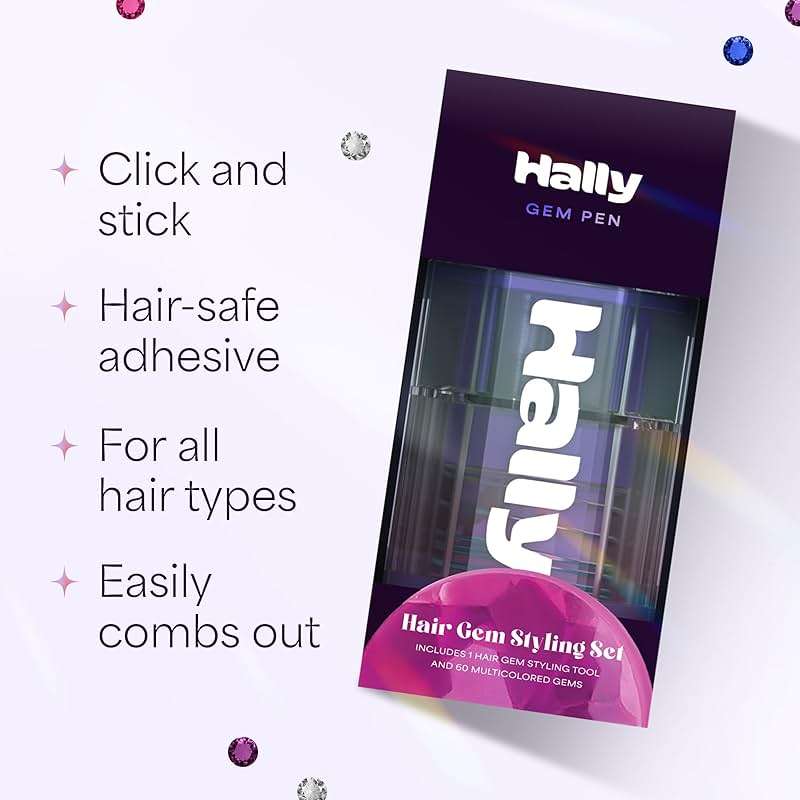 Hally Hair Gem Pen, 240 Stick-On Hair Gems with Stamper Tool, Easy to Apply and Remove, Hair Accessories Kit for Girls and Kids - Image 7