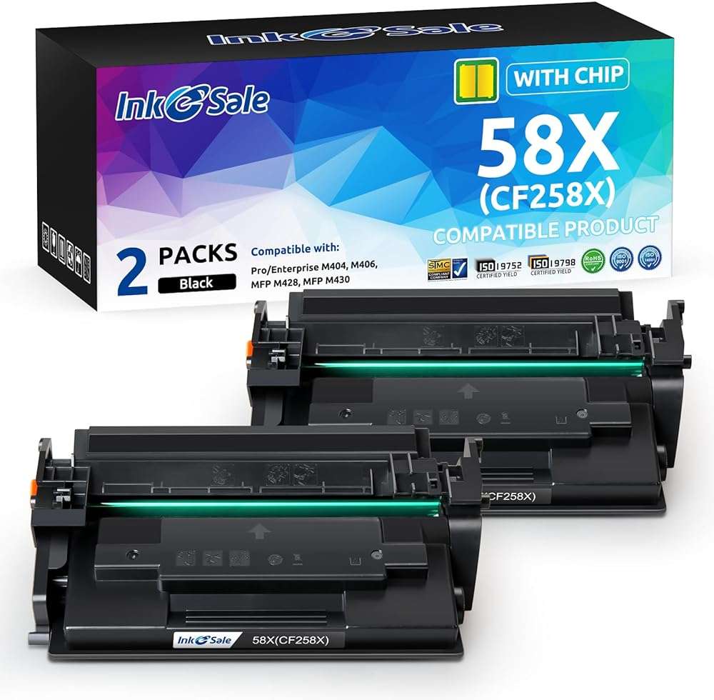 58X CF258X Toner Cartridge [with Chip] Compatible Replacement for 58A CF258A Toner Cartridge HP M404n M404dn M404dw MFP M428dw M428fdn M428fdw M406dn M430f Printer (Indicate Ink Level), 2 Black - Image 1