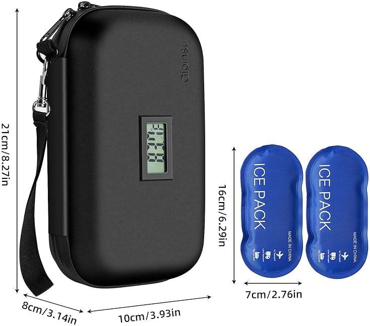 Gloinsu 24h Insulin Cooler Travel Case TSA Approved - Medication Diabetic Cooler with Thermometer Temperature Display | Refrigerated Medicine Organizer Bag with 2 Ice Packs for Travel - Image 2