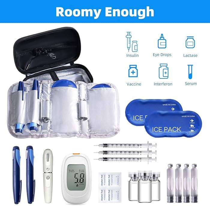 Gloinsu 24h Insulin Cooler Travel Case TSA Approved - Medication Diabetic Cooler with Thermometer Temperature Display | Refrigerated Medicine Organizer Bag with 2 Ice Packs for Travel - Image 5