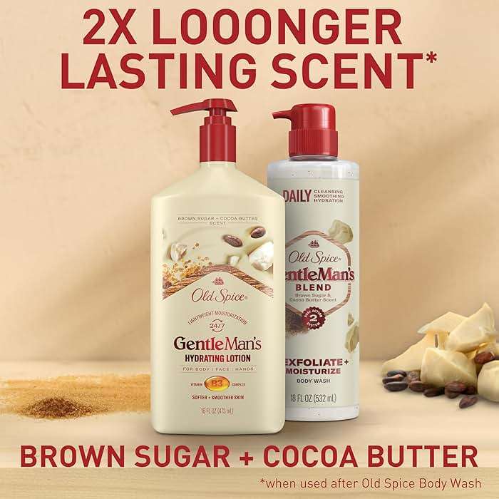Old Spice Hand, Face & Body Lotion for Men, 24/7 Lightweight Moisturization with Vitamin B3, Instant Absorption, For All Skin Types, Brown Sugar + Cocoa Butter Scent, 16 oz - Image 7