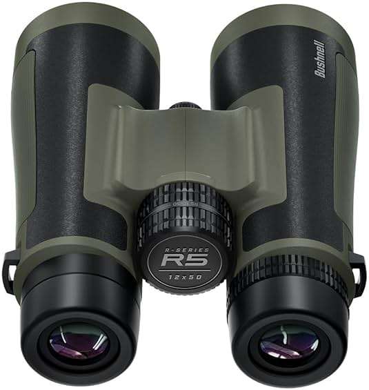 Bushnell R5 12x50 Binoculars - Waterproof, Dielectric Multi-Coated Optics with EXO Barrier Lens Protection for Long Range Viewing and Hunting, Includes Vault Lite Bino Chest Harness & Neck Strap - Image 2