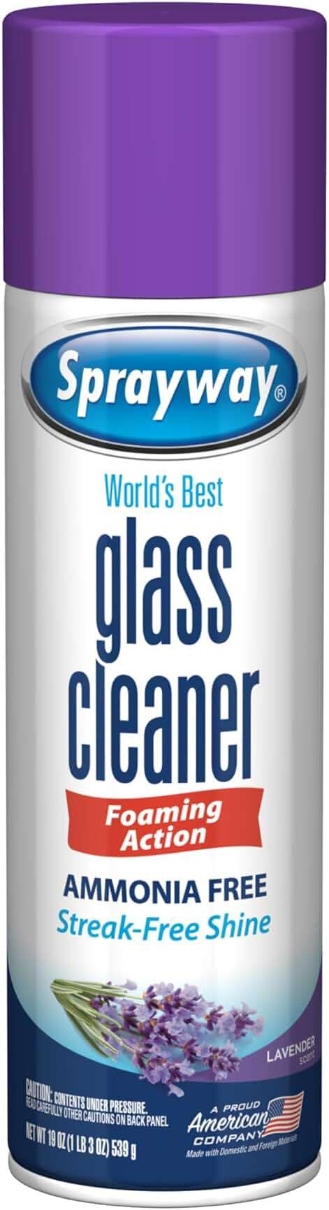 Sprayway Glass Cleaner Lavender Scent Foaming Aerosol Spray, 19oz, Pack of 6 | Ammonia-Free, Streakless, Fast-Acting | Cleans & Polishes Glass Surfaces | Removes Fingerprints, Dust, Dirt, Smoke Film - Image 2