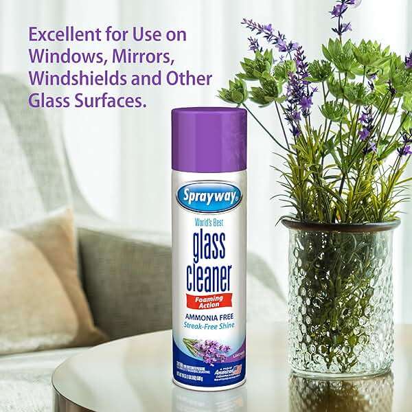 Sprayway Glass Cleaner Lavender Scent Foaming Aerosol Spray, 19oz, Pack of 6 | Ammonia-Free, Streakless, Fast-Acting | Cleans & Polishes Glass Surfaces | Removes Fingerprints, Dust, Dirt, Smoke Film - Image 4