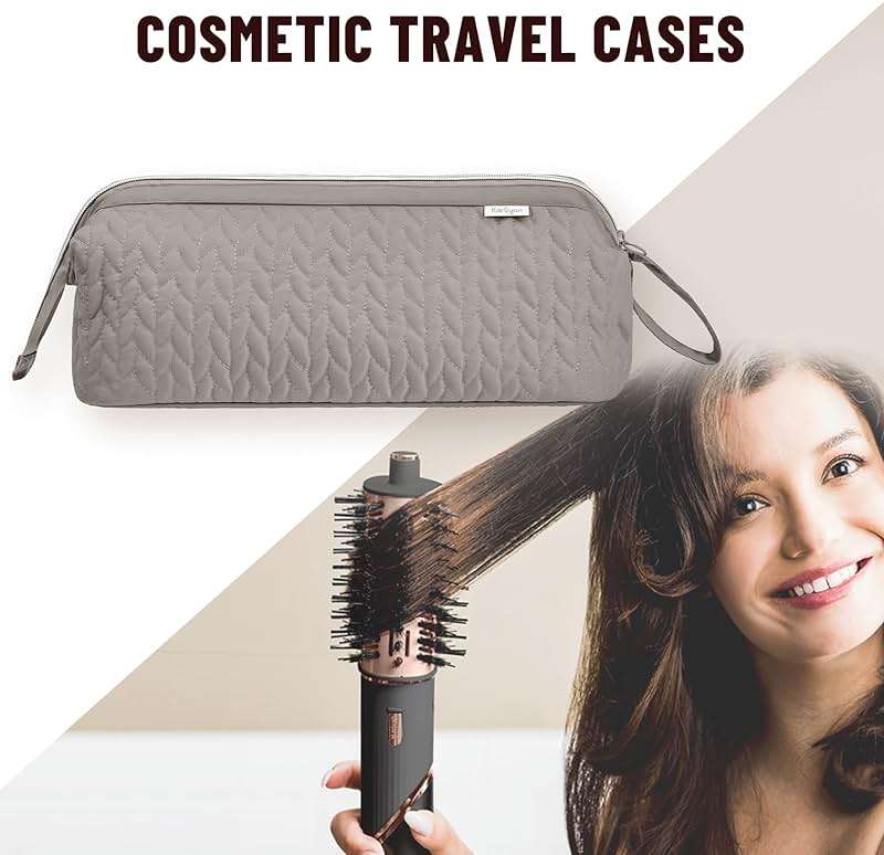 KarSyon Shark Flex Style Case for Airwrap Hair Dryer Brush Revlon Hair Tools Travel Bag Carrying Case Flat Curling Iron Organizer (Camel) - Image 7