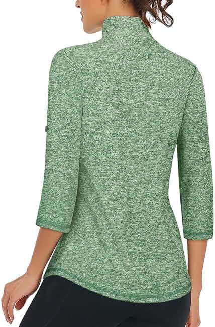 LURANEE Womens 3/4 Roll Sleeve 1/4 Zip Pullover Golf Shirts Athletic Hiking Running Workout Tops UPF 50+ - Image 3