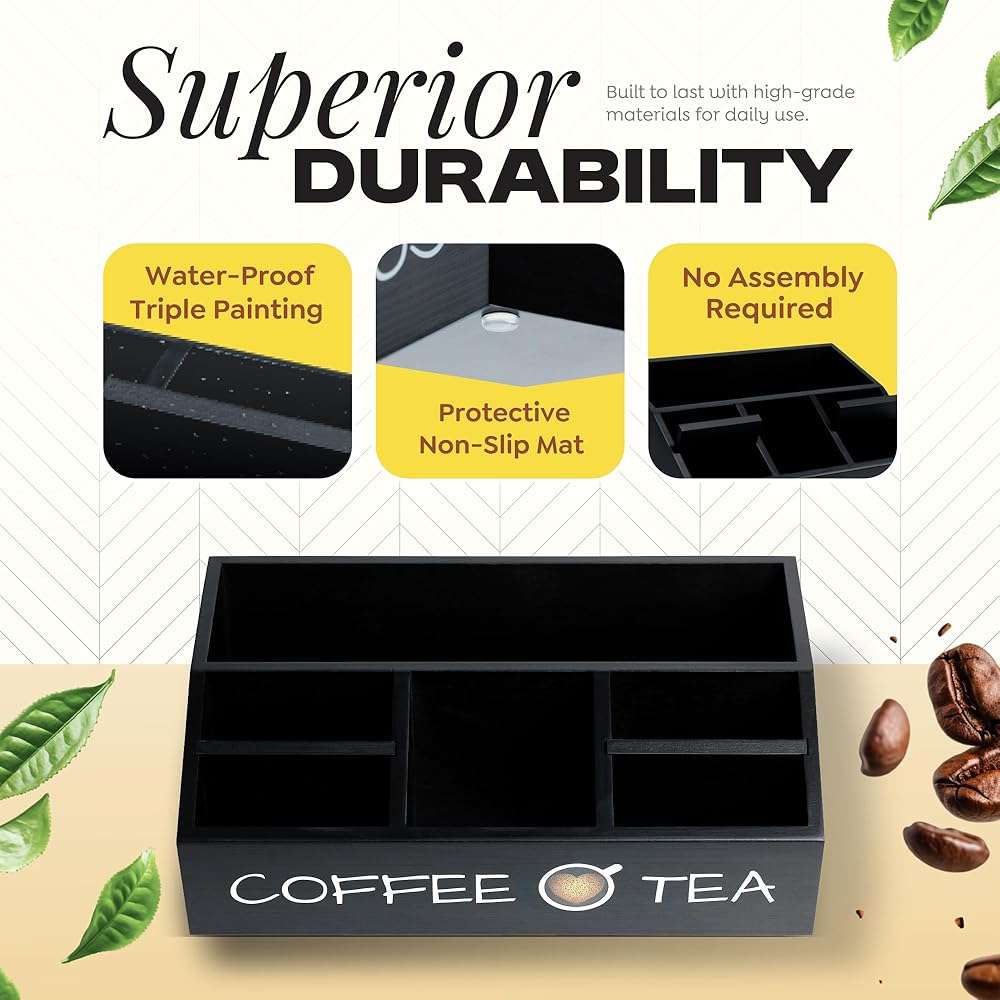 Vinvoli Coffee Station Organizer – Premium 2025 All-in-One Coffee Bar & Tea Organizer for Bar Accessories, Tea Storage, and Decor - Image 5