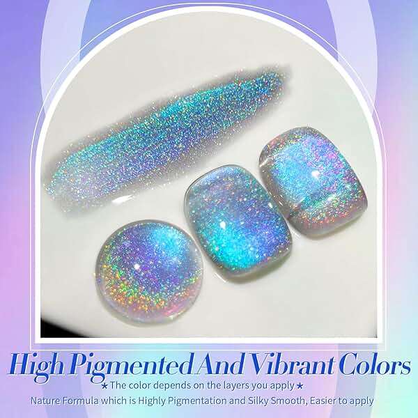 Born Pretty 9D Cat Magnetic Eye Gel Nail Polish Holographic Rainbow Gel Polish Blue Purple Soak Off U V LED Gel Polish Nail Art Design Manicure Salon DIY Home 15ML - Image 2