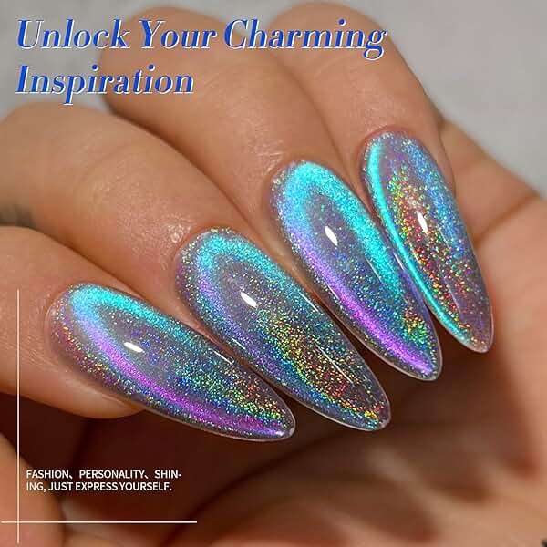 Born Pretty 9D Cat Magnetic Eye Gel Nail Polish Holographic Rainbow Gel Polish Blue Purple Soak Off U V LED Gel Polish Nail Art Design Manicure Salon DIY Home 15ML - Image 3