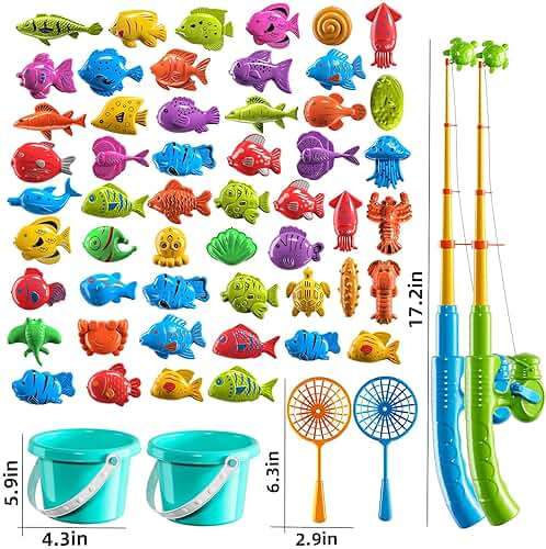 NIPLOOOW Magnetic Fishing Game Pool Toys for Kids 3-5, Water Table Bathtub Kiddie Party Toy with Pole Rod Net Plastic Floating Fish, Outdoor Toys for Kids Age 3 4 5 6 7 8 Year Old - Image 7