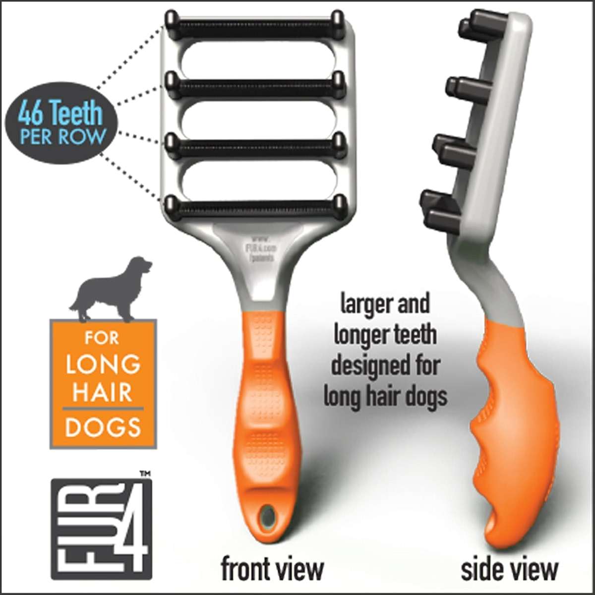 FUR4 deShedding Dog Brush for Long Hair Dogs – Pet Hair Brush with 4 Carbon Fiber Edges – deShedding Tool Removes Loose Fur – Gentle & Effective Dog Grooming Brush for Shedding - Image 11