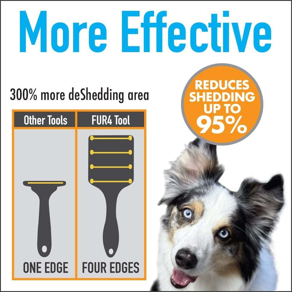 FUR4 deShedding Dog Brush for Long Hair Dogs – Pet Hair Brush with 4 Carbon Fiber Edges – deShedding Tool Removes Loose Fur – Gentle & Effective Dog Grooming Brush for Shedding - Image 4
