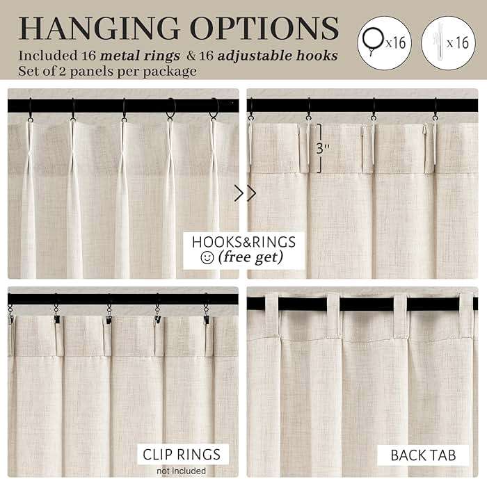 Pinch Pleat Thick Linen Viral Curtains 84 Inch Length 2 Panels Set for Living Room,Cream Beige Neutral Pleated Semi Sheer Curtain Light Filtering Privacy Let Light in Bedroom Window Drapes 40" Wx84 L - Image 4
