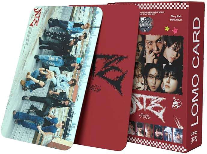 KPOPBP Stray Kids ATE Album Photocards 55 PCS KPOP Photo Cards SKZ Album LOMO Card Set, Gift for Boys and Girls Merch, Red - Image 1