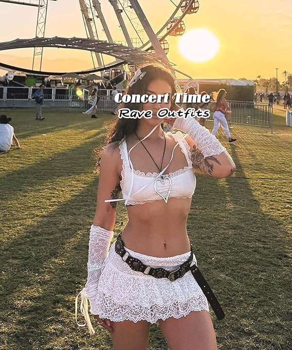 Navneet Women Sexy Y2K Sheer Lace Ruffle Mini Skirt Low Rise Mesh Ruffle Shorts Micro Skirt Coquette Going Out - Image 4