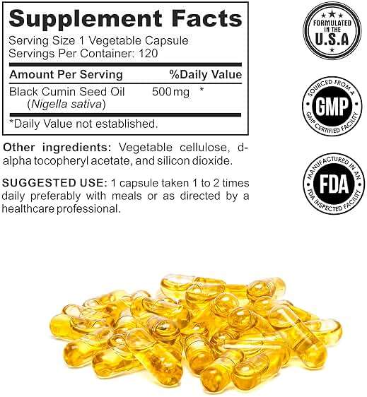 Black Seed Oil Capsules | (Non-GMO & Vegan) Cold-Pressed Nigella Sativa Providing Pure Black Cumin Seed Oil | Super Antioxidant for Digestion, Joints, Hair & Skin | 500mg per Capsule - Image 4