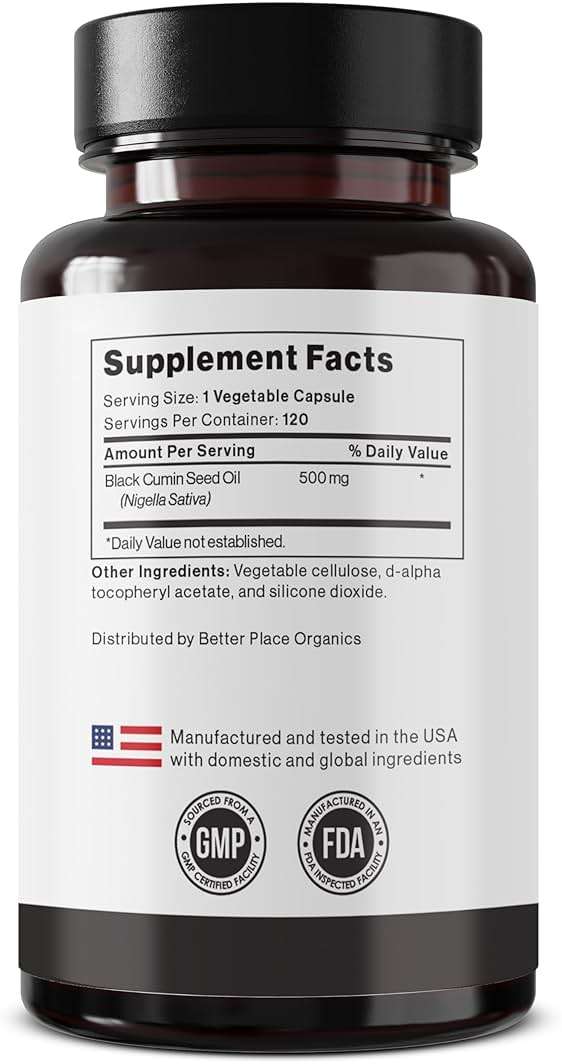 Black Seed Oil Capsules | (Non-GMO & Vegan) Cold-Pressed Nigella Sativa Providing Pure Black Cumin Seed Oil | Super Antioxidant for Digestion, Joints, Hair & Skin | 500mg per Capsule - Image 6
