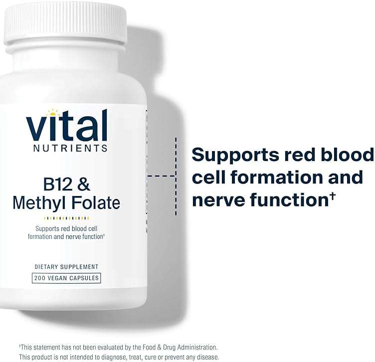 Vital Nutrients Vitamin B12 & Methyl Folate - Vegan Methylated Folate & B12 Supplement - 5-MTHF Plus B12 Supports Nervous System & Metabolism* - Gluten, Dairy, Soy Free - 200 Capsules - Image 3