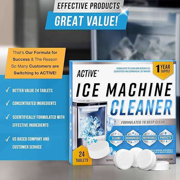 ACTIVE Ice Machine Cleaner Maker Descaler - 24 Clean Tablets Compatible with Frigidaire, Opal, GE Profile, Kitchenaid, Nickel Safe Scale Remover for Countertop, Nugget Ice Makers - Bulk 1 Year Supply - Image 6