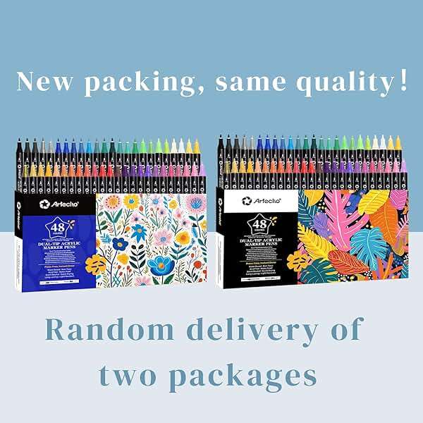 Artecho Acrylic Paint Markers 48 Colors, Acrylic Paint Pens with Brush Tip and Fine Tip for Stone, Rock Painting, Paper, Pumpkin, Wood, Egg, Canvas, Ceramic, Fabric, leather, Glass, DIY Crafts - Image 2