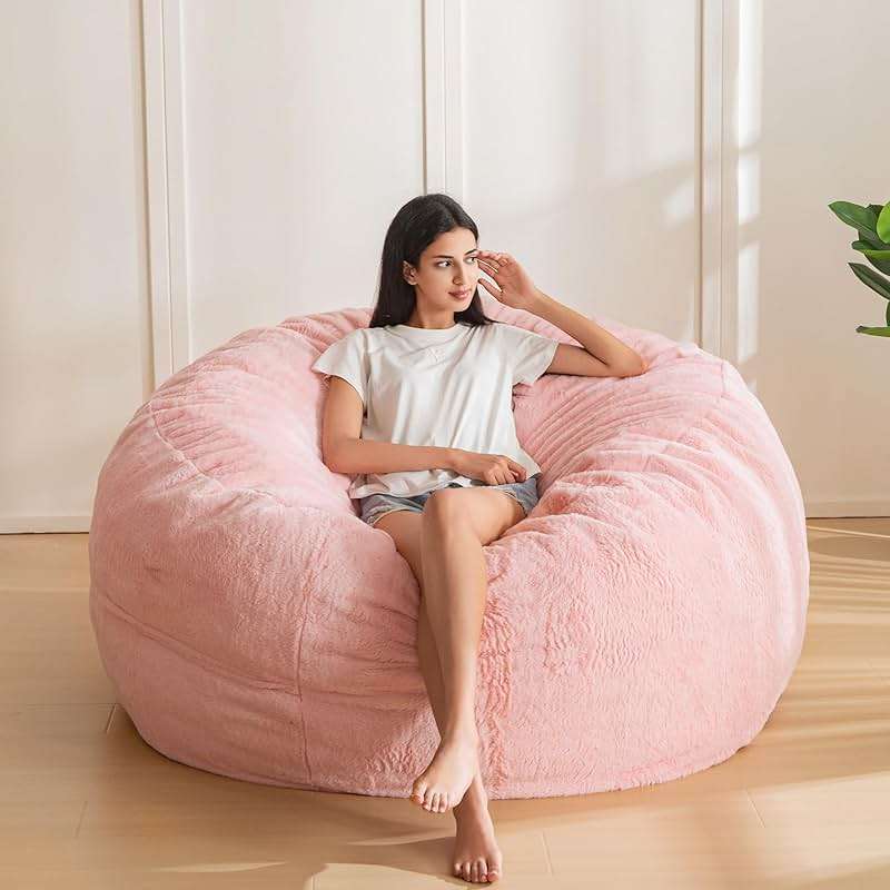 MAXYOYO Bean Bag Chair for Adults, Large 4 ft Bean Bag Chair with Foam Filling, Ultra Soft Fur Lazy Sofa for Living Room Bedroom, Machine Washable Cover - Image 1
