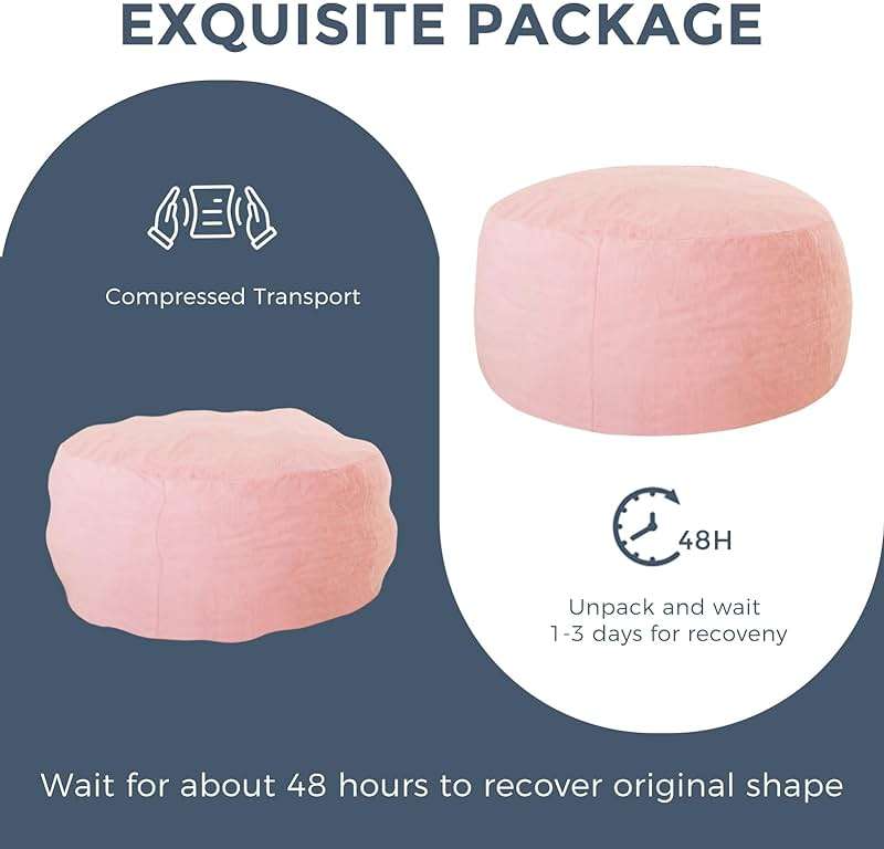 MAXYOYO Bean Bag Chair for Adults, Large 4 ft Bean Bag Chair with Foam Filling, Ultra Soft Fur Lazy Sofa for Living Room Bedroom, Machine Washable Cover - Image 7