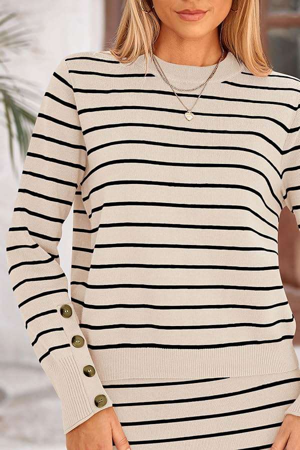 PRETTYGARDEN 2 Piece Skirts Sets for Women Fall Fashion 2026 Striped Sweater Dress Knit Lounge Travel Outfits Winter Clothing - Image 5