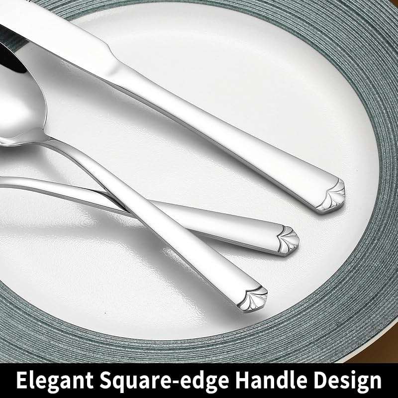 72 Piece Silverware Set for 12, Prendcyx Stainless Steel Flatware Set wtih Steak Knives, Food-Grade Tableware Cutlery Set, Mirror Polished Utensil Sets for Home Restaurant - Image 4