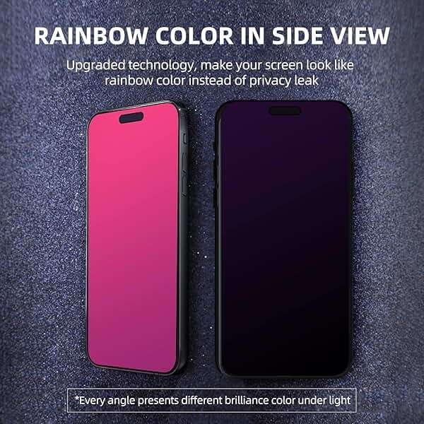 EGKimBa Privacy Screen Protector for iPhone 15 Pro Max, 6.7 inch Gradient Anti-Blue Light Tempered Glass - 2 Packs - Image 2