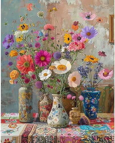 PRASIO Paint by Numbers Kit for Adults Beginner, Flowers Adult Paint by Number Kits on Canvas, DIY Acrylic Number Painting Crafts for Adults for Home Decor Gift 16x20 Inch - Image 1