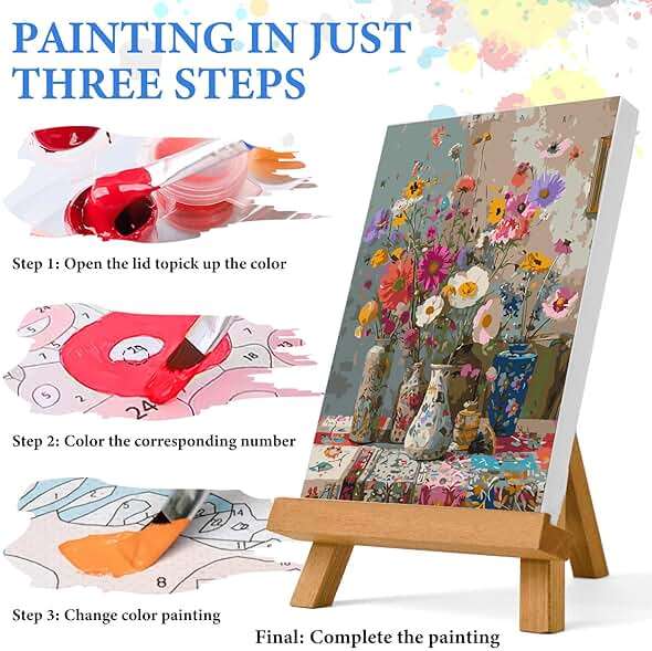 PRASIO Paint by Numbers Kit for Adults Beginner, Flowers Adult Paint by Number Kits on Canvas, DIY Acrylic Number Painting Crafts for Adults for Home Decor Gift 16x20 Inch - Image 5