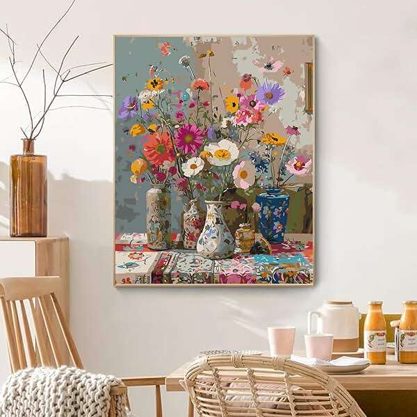 PRASIO Paint by Numbers Kit for Adults Beginner, Flowers Adult Paint by Number Kits on Canvas, DIY Acrylic Number Painting Crafts for Adults for Home Decor Gift 16x20 Inch - Image 7