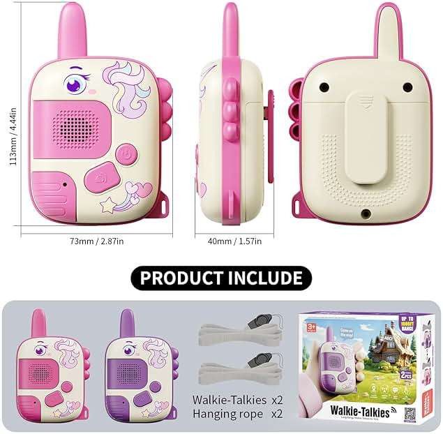 JKGIFTS Walkie Talkies Toys for Girls:Unicorn Toys 2 Pack Birthday Gifts for 3 4 5-7 8 Year Old Girls Toy for 4 5 6 7 8-10 Year Old Camping Outdoor Game,Christmas Stocking Stuffers for Girls Kids - Image 2