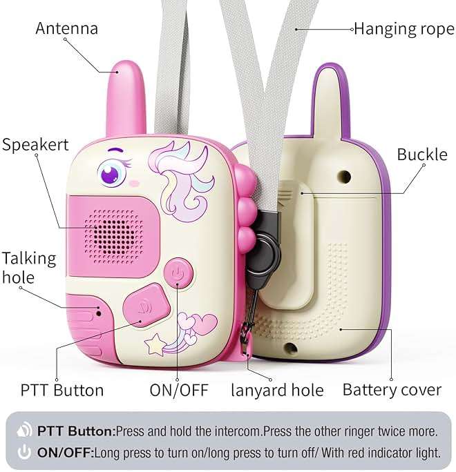 JKGIFTS Walkie Talkies Toys for Girls:Unicorn Toys 2 Pack Birthday Gifts for 3 4 5-7 8 Year Old Girls Toy for 4 5 6 7 8-10 Year Old Camping Outdoor Game,Christmas Stocking Stuffers for Girls Kids - Image 4