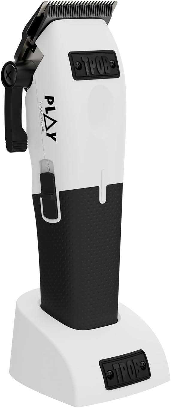 TPOB Play Barber Hair Clippers for Men 7500 RPM with Rubber Grips (White) - Image 1