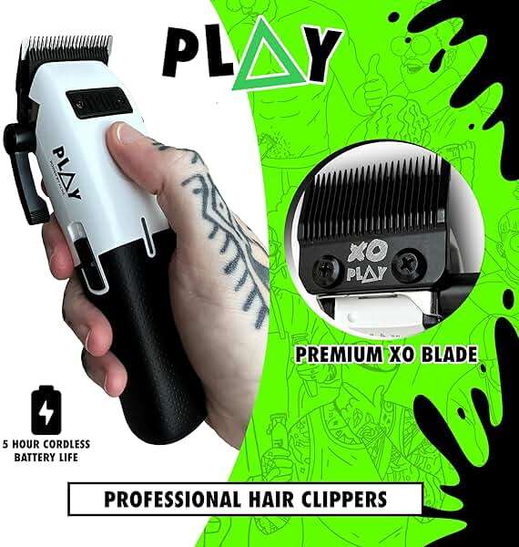 TPOB Play Barber Hair Clippers for Men 7500 RPM with Rubber Grips (White) - Image 2