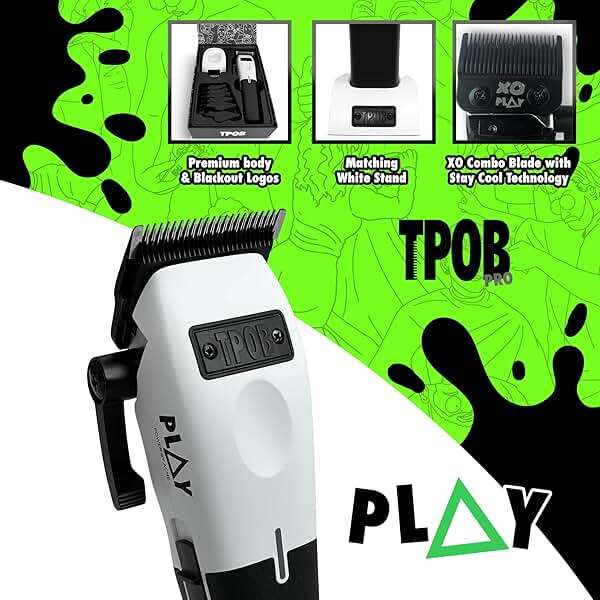 TPOB Play Barber Hair Clippers for Men 7500 RPM with Rubber Grips (White) - Image 3